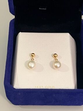 Nordstrom Gold Pearl Drop Earrings - Cream Pearls